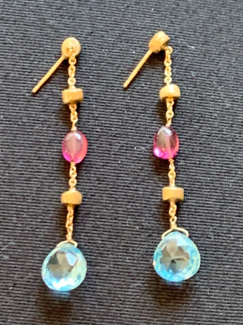 Maison Birks Marco Bicego Vintage 18KG yellow gold precious stone drop earrings